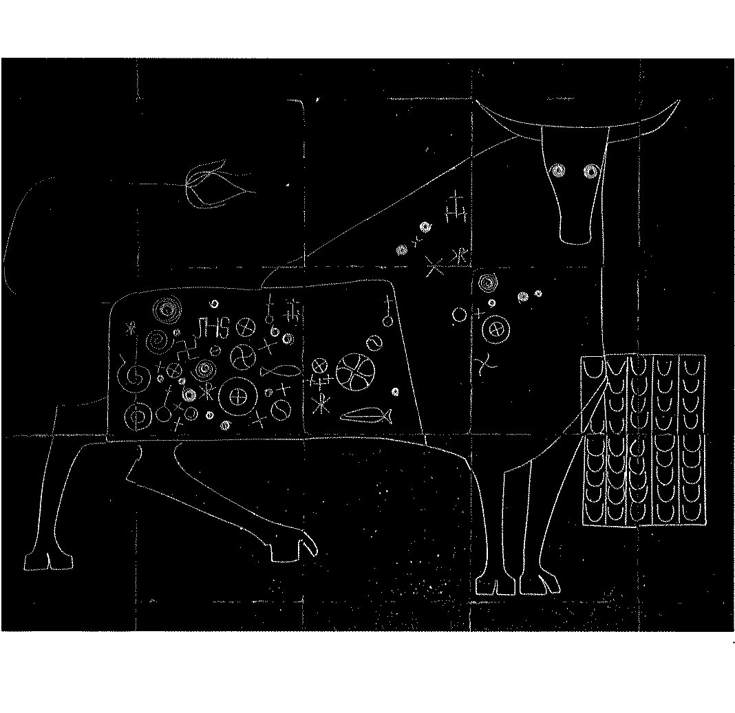 Arcabas représente un taureau avec du laiton noyé dans du granito noir