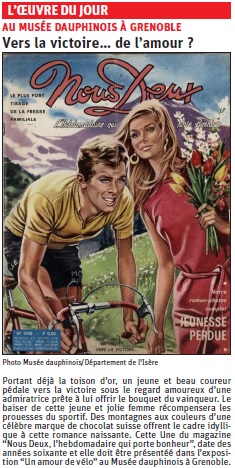 copie de l'article du Dauphiné libéré sur une affiche de vélo © Dauphiné Libéré