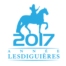 Picto de l'année Lesdiguières en bleu (silhouette de Lesdiguières sur son cheval)
