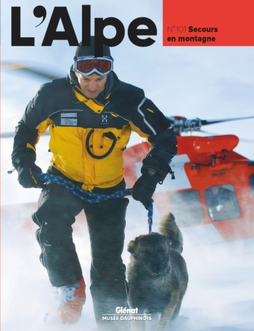 couverture du N)101 de l'Alpe : un secoursite en montagne avec un chien dans la neige