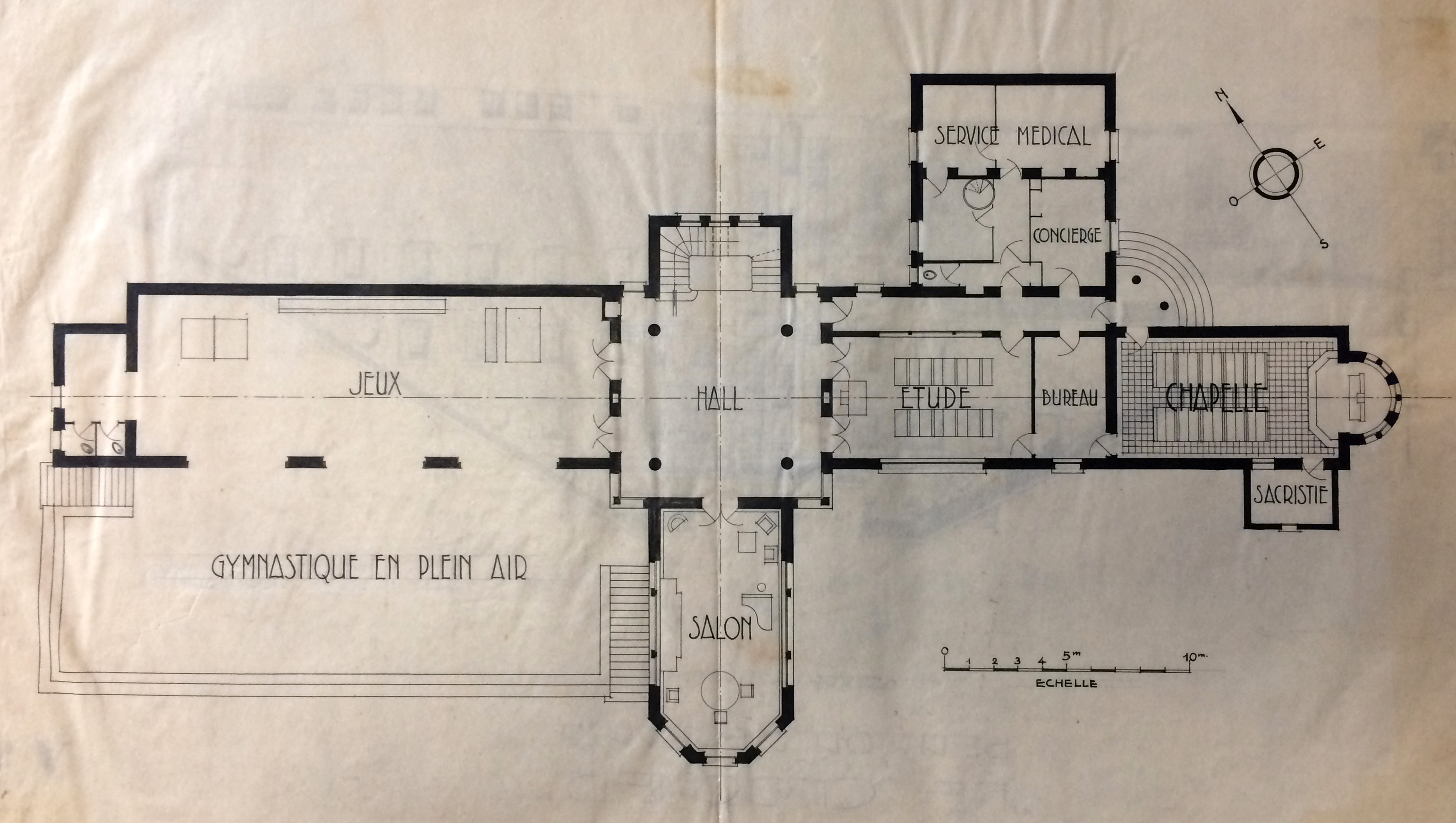 La maison d’enfants Le Clocher, le plan du rez-de-chaussée, Pouradier-Duteil architecte (ADI 86 J 12).