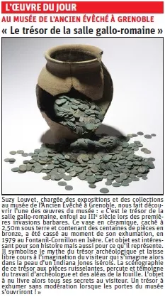 copie de l'article du Dauphiné libéré sur un dépôt monétaire exposé au musée de l'ancien Evêché © Dauphiné Libéré