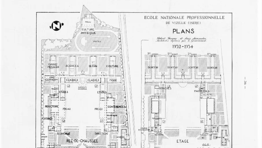 Plan de l'école professionnelle de Vizille, 1935 © Bibliothèque cité de l'architecture