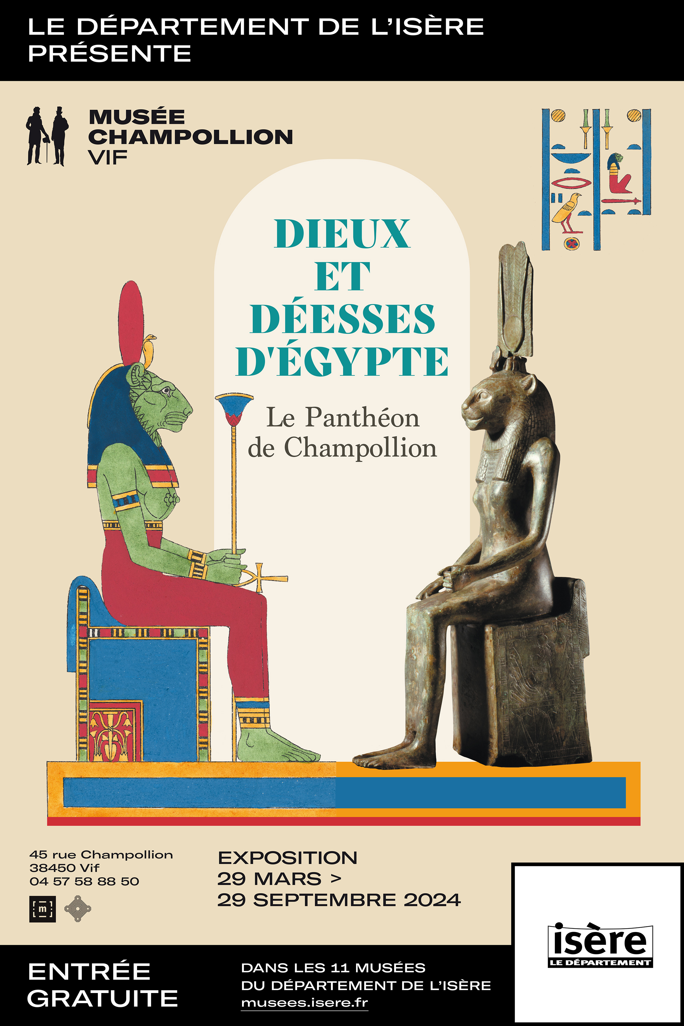 Affiche de «Dieux et déesses d’Égypte, Le Panthéon de Champollion»