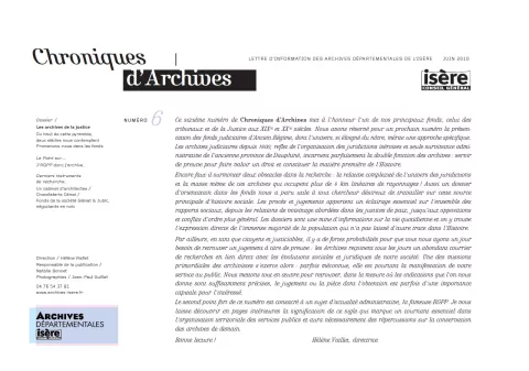 Chroniques d'Archives N°6 Couverture de Chroniques d'Archives N°6