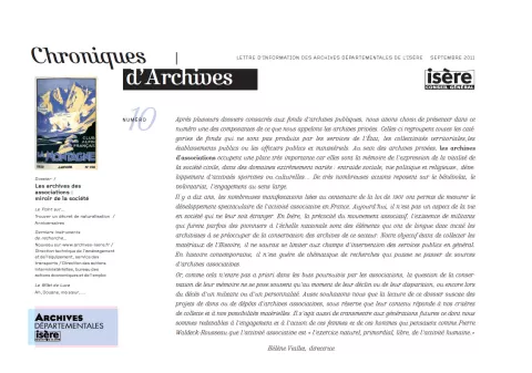 Chroniques d'Archives N°10 Couverture deChroniques d'Archives N°10