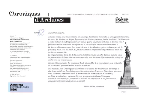 Chroniques d'Archives N°12 Couverture de Chroniques d'Archives N°12