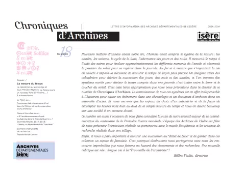 Chroniques d'Archives N°18 Couverture de Chroniques d'Archives N°18