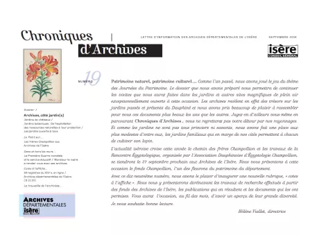 Chroniques d'Archives N°19 cOUVERTURE Chroniques d'Archives N°19