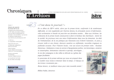 Chroniques d'Archives N°23 Couverture de Chroniques d'Archives N°23