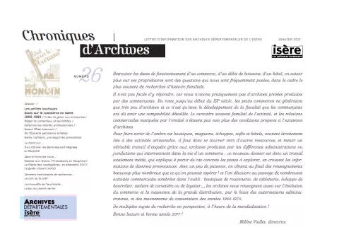 Chroniques d'Archives N°26 Couverture de Chroniques d'Archives N°26