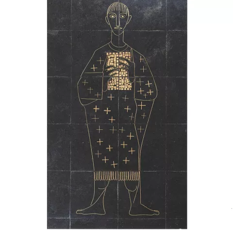 Arcabas représente un homme avec du laiton noyé dans du granito noir © Denis Vinçon