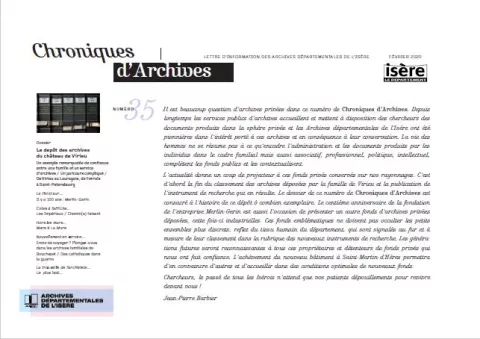 Chroniques d'archives N°35 Couverture de Chroniques d'archives N°35