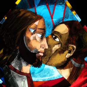 Notre-Dame-des-Neiges, détail d'un des vitraux réalisé par Aracabas, Huez © D.Vinçon