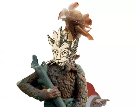 Buste d'un personnage imaginaire mi-homme, mi-animal composé de divers éléments issus des collections des musées départementaux © Département de l'Isère