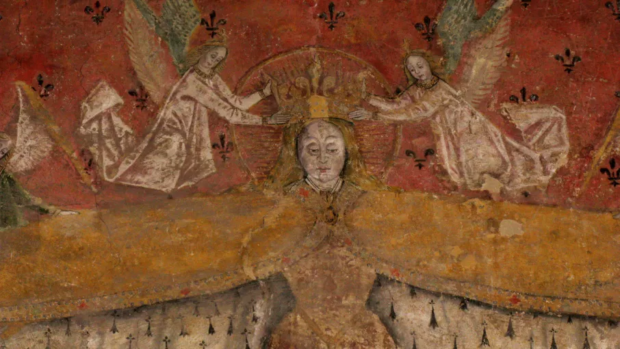 Vierge au manteau XVe s., décor Chapelle des Alleman, Laval © Patrimoine Culturel 