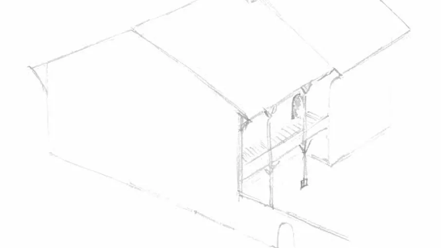 Croquis évoquant la galerie sur cour