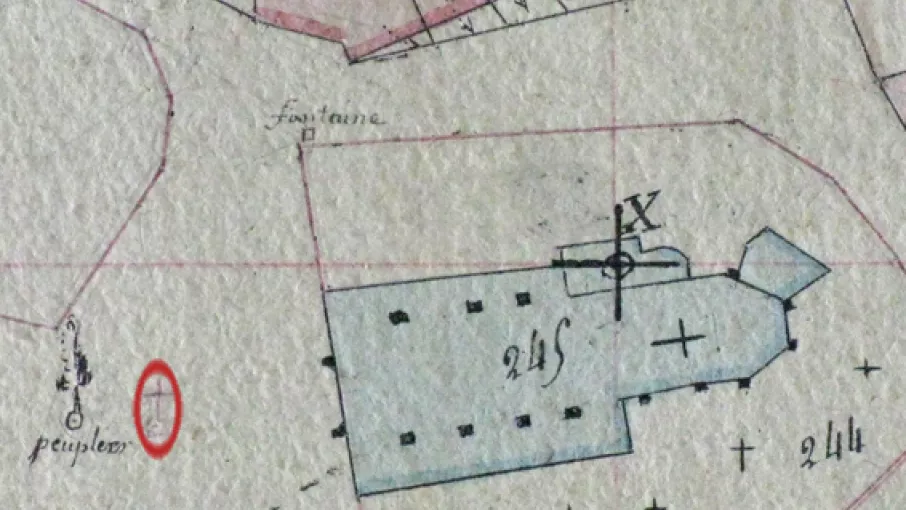 Zoom sur l'église, cadastre ancien (1818), Saint-Geoire-en-Valdaine © Patrimoine culturel
