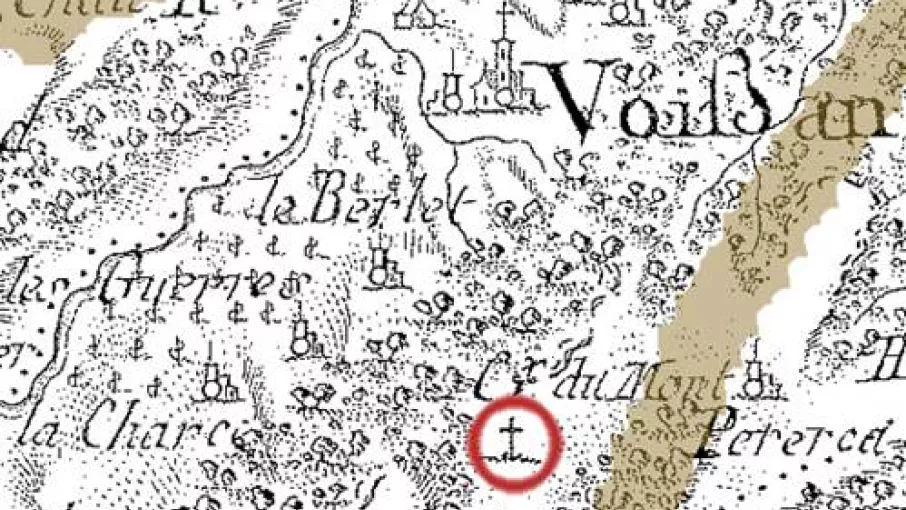 Croix du Mont, Voissant, carte de Cassini, 1758 © Patrimoine Culturel