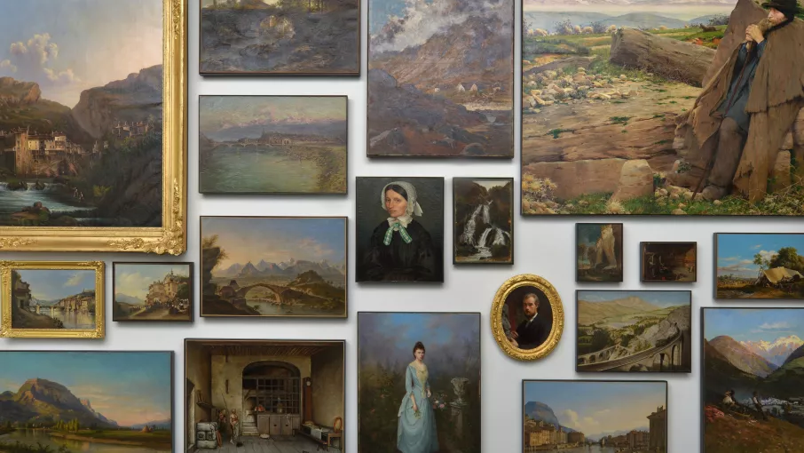 Vue d'un mur de la salle XIXe du musée de l'Ancien Evêché à Grenoble © Département de l'Isère