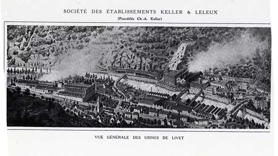 Gravure ancienne, vue générale des usines de Livet © Patrimoine culturel-CD38