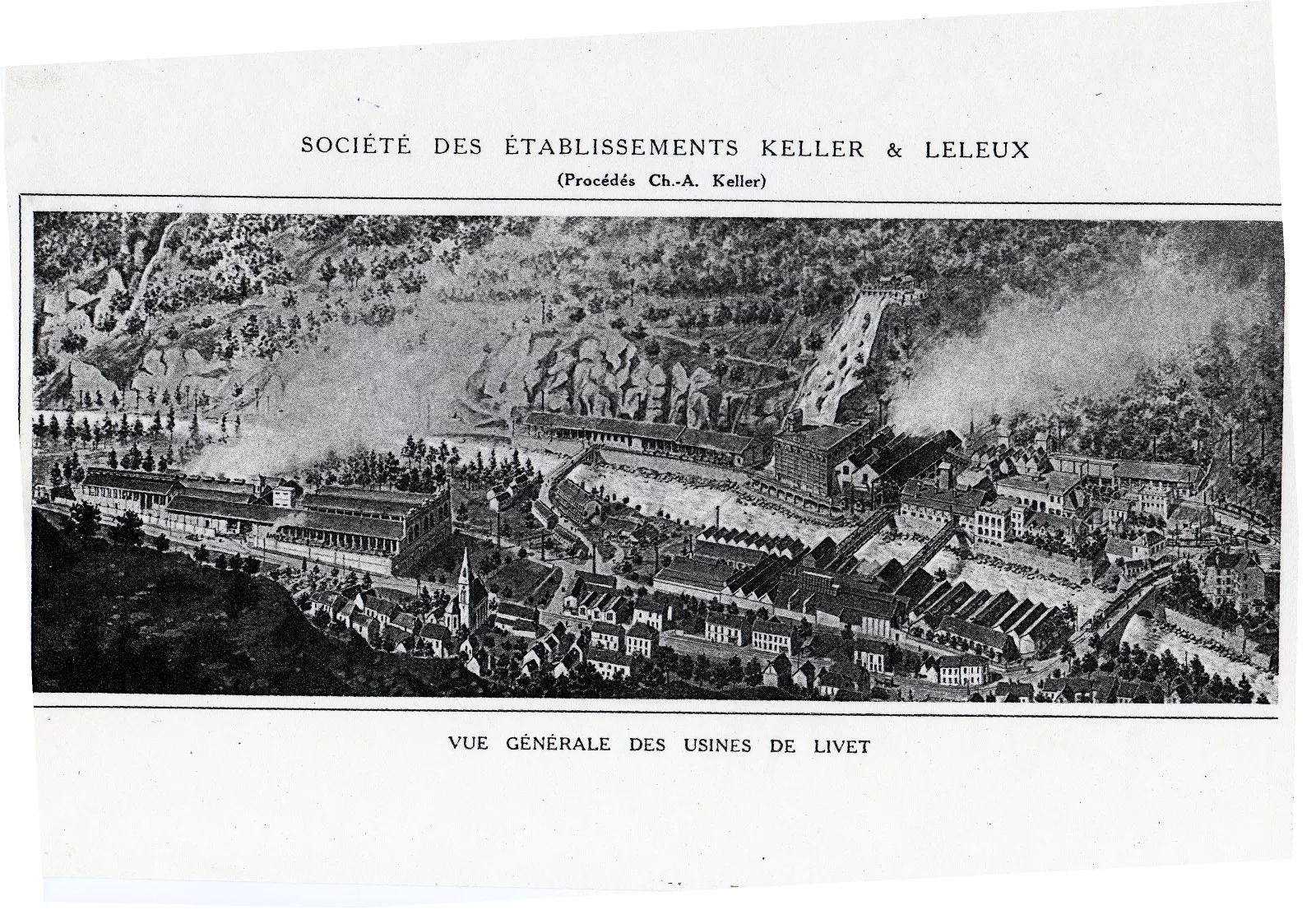 Gravure ancienne, vue générale des usines de Livet © Patrimoine culturel-CD38