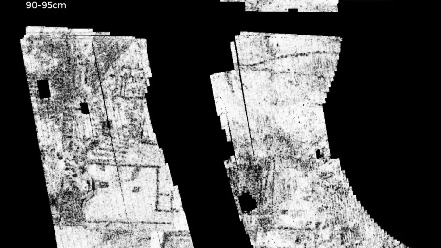 Image brute avant traitement, prospection Géophysique, ancienne Abbaye de Bonnevaux © Analyse GC