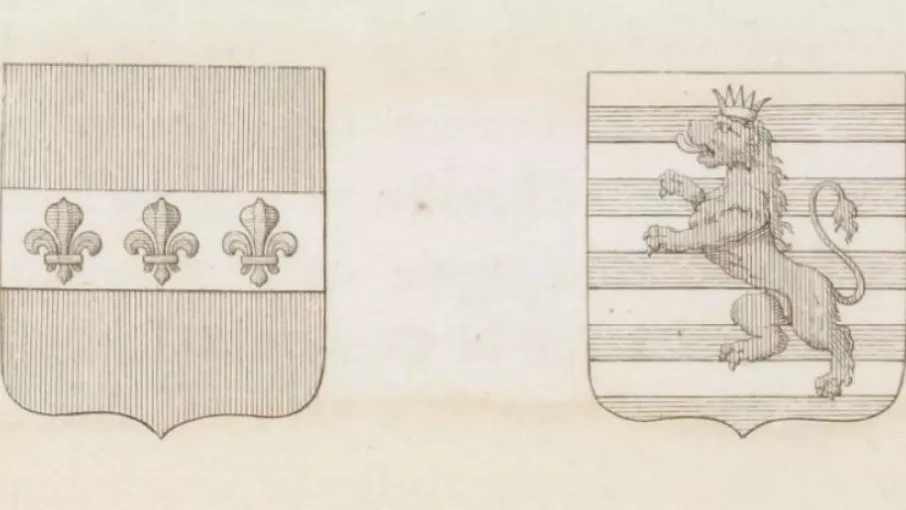 Les armes de la famille Beaumont et de Sassenage côte à côte © Gallica