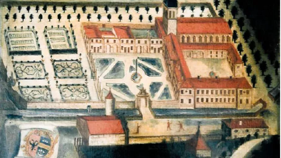 L’abbaye de Bonnevaux vers 1750, Coll. Particulière © Mémoire de Bonnevaux
