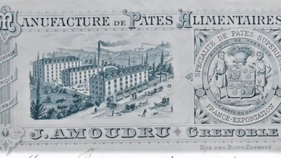 En-tête de lettre manufacture de pâtes "Amoudru" © Archives privées, droits réservés
