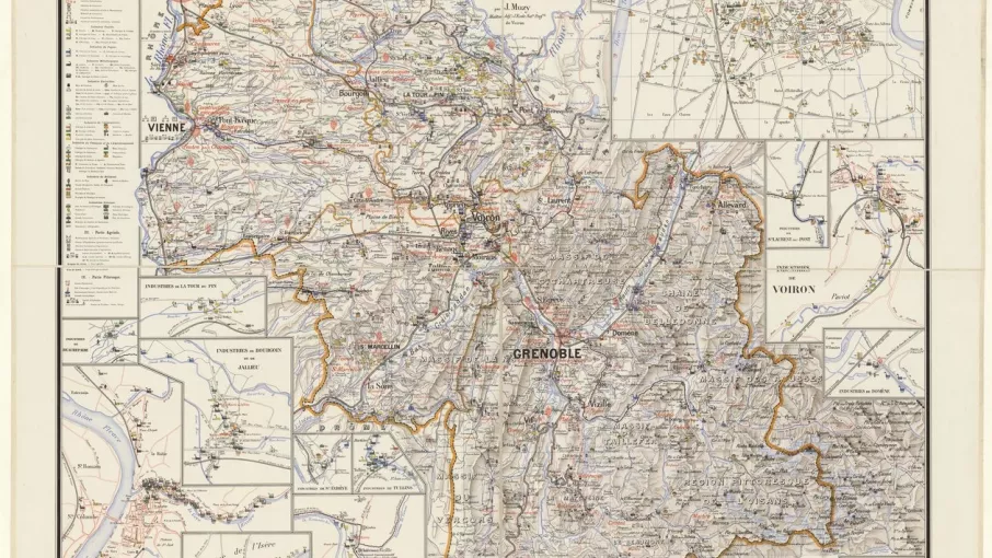Carte du département de l'Isère industriel et pittoresque, JF Muzy, 1897 © Gallica-BNF