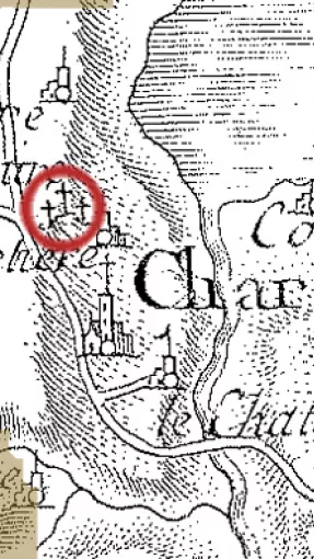 Calvaire de Charavines, carte de Cassini, 1758 © Patrimoine culturel