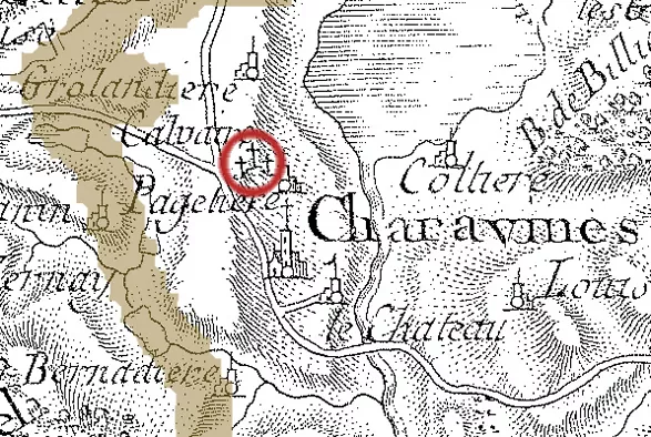 Calvaire de Charavines, carte de Cassini, 1758 © Patrimoine culturel