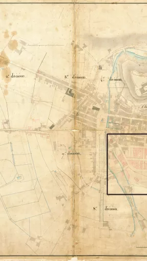 Vue générale projet quartier de la Gare, plan par l’architecte-voyer France en 1841 © Archives municipales de Voiron