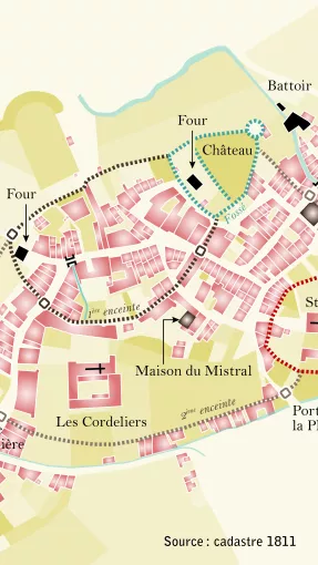 Proposition de restitution des enceintes de Moirans. Recherche  A. Clavier et  J.-P. Moyne (DAO E. Bournay). © Patrimoine culturel