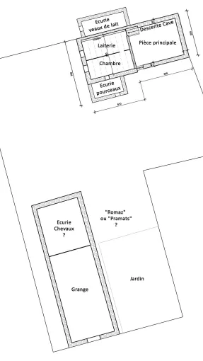 Habert des Ayes au XVIIIe siècle d'après la description faite dans le "Chargé" du 2 novembre 1745. ADI 12H20 © Archives départementales