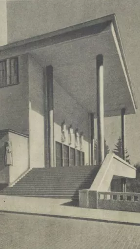 Eglise Saint-Charles à Lucerne de l’architecte Fritz Metzger, dans S.N. « Reconstruction les églises IV. L’exemple de la Suisse alémanique », L’Art sacré, n°1-2, janvier-février 1947 © Gallica (bnf.fr)